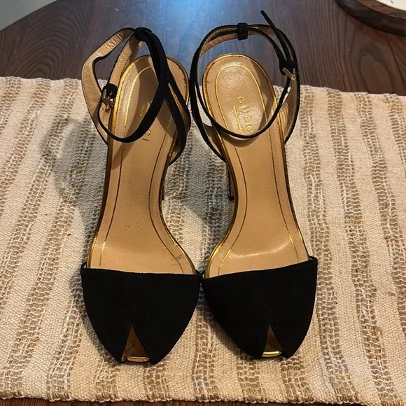 Gucci Black and Gold Mirrored Heels - Picture 2 of 9